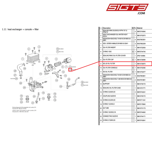 AS LID OIL FILTER - 99610728570 [PORSCHE 996 GT3 Cup]