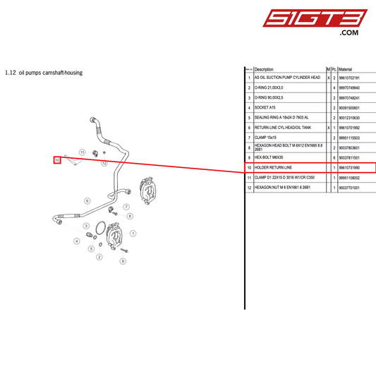 HOLDER RETURN LINE - 99610731990 [PORSCHE 996 GT3 Cup]