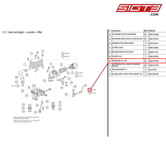 PRESSURE OIL LINE - 99610747790 [PORSCHE 996 GT3 Cup]