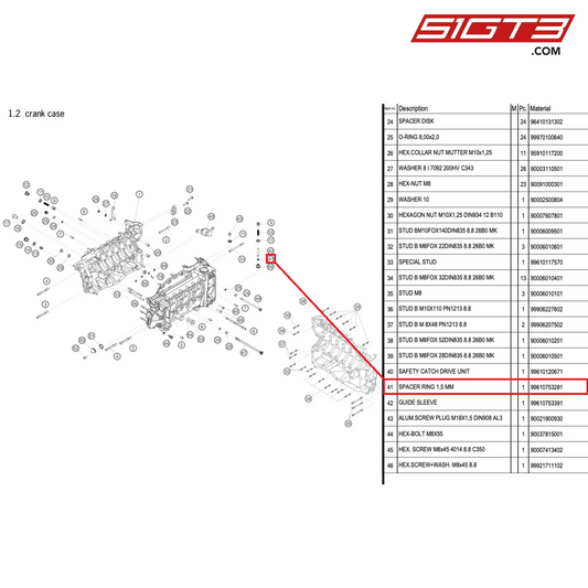 SPACER RING 1,5 MM - 99610753281 [PORSCHE 996 GT3 Cup]