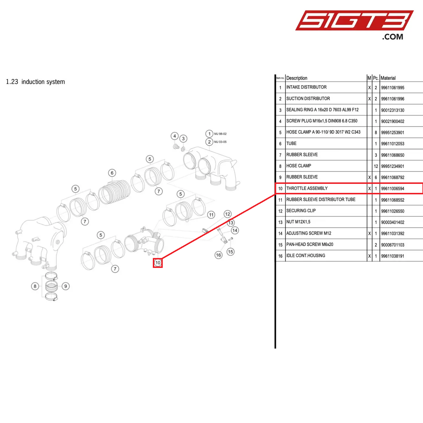 THROTTLE ASSEMBLY - 99611006594 [PORSCHE 996 GT3 Cup]