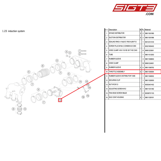 THROTTLE ASSEMBLY - 99611006594 [PORSCHE 996 GT3 Cup]