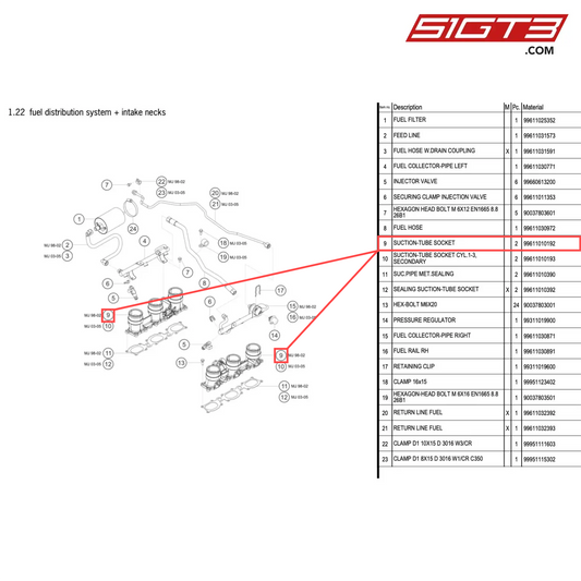 SUCTION-TUBE SOCKET - 99611010192 [PORSCHE 996 GT3 Cup]