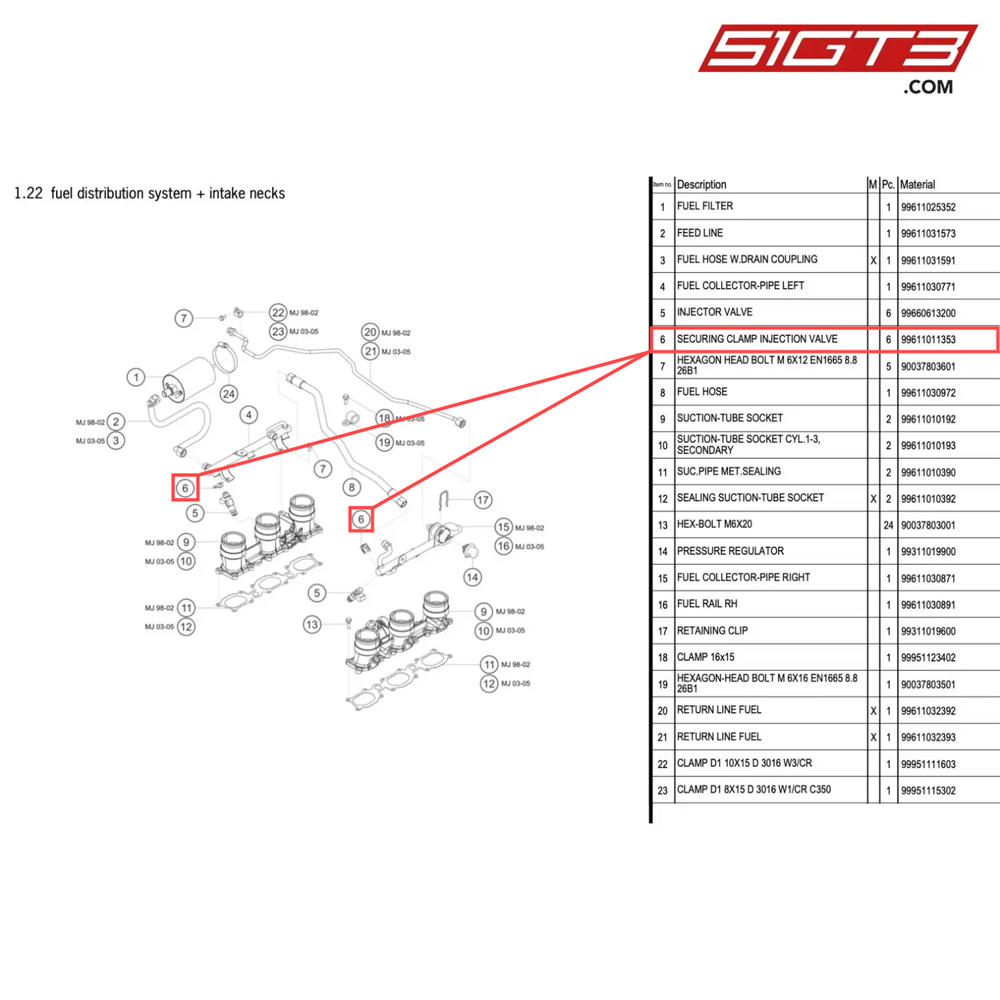 SECURING CLAMP INJECTION VALVE - 99611011353 [PORSCHE 996 GT3 Cup]