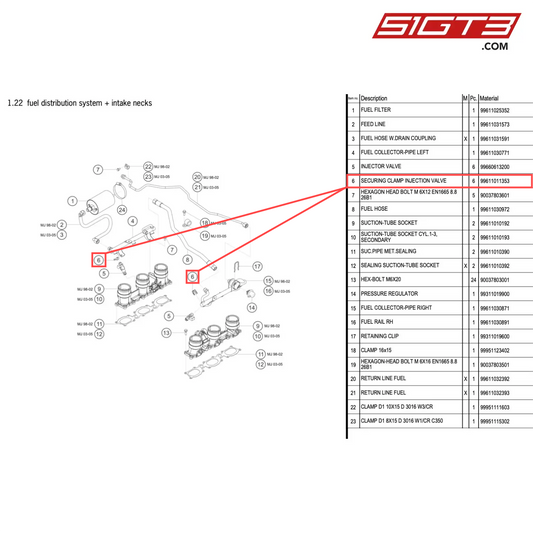 SECURING CLAMP INJECTION VALVE - 99611011353 [PORSCHE 996 GT3 Cup]