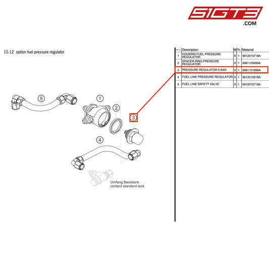 PRESSURE REGULATOR 5 BAR - 9961101999A [PORSCHE 991.2 GT3 Cup]