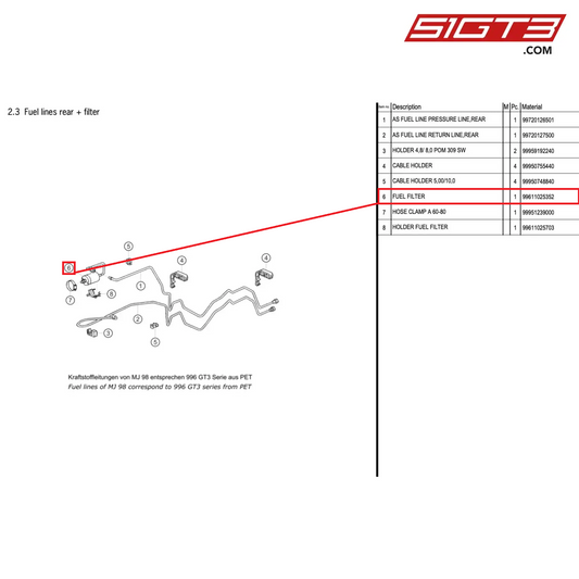 FUEL FILTER - 99611025352 [PORSCHE 996 GT3 Cup]