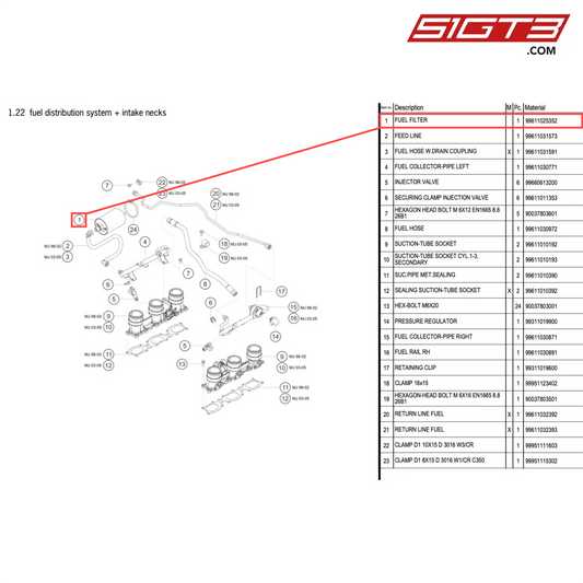 FUEL FILTER - 99611025352 [PORSCHE 996 GT3 Cup]