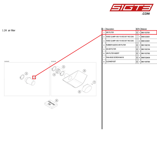 AIR FILTER - 99611027591 [PORSCHE 996 GT3 Cup]