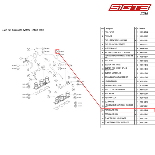 RETURN LINE FUEL - 99611032392 [PORSCHE 996 GT3 Cup]