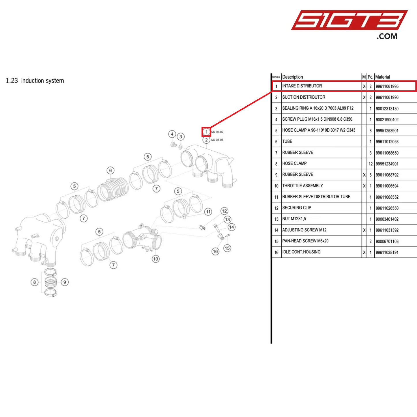 INTAKE DISTRIBUTOR - 99611061995 [PORSCHE 996 GT3 Cup]