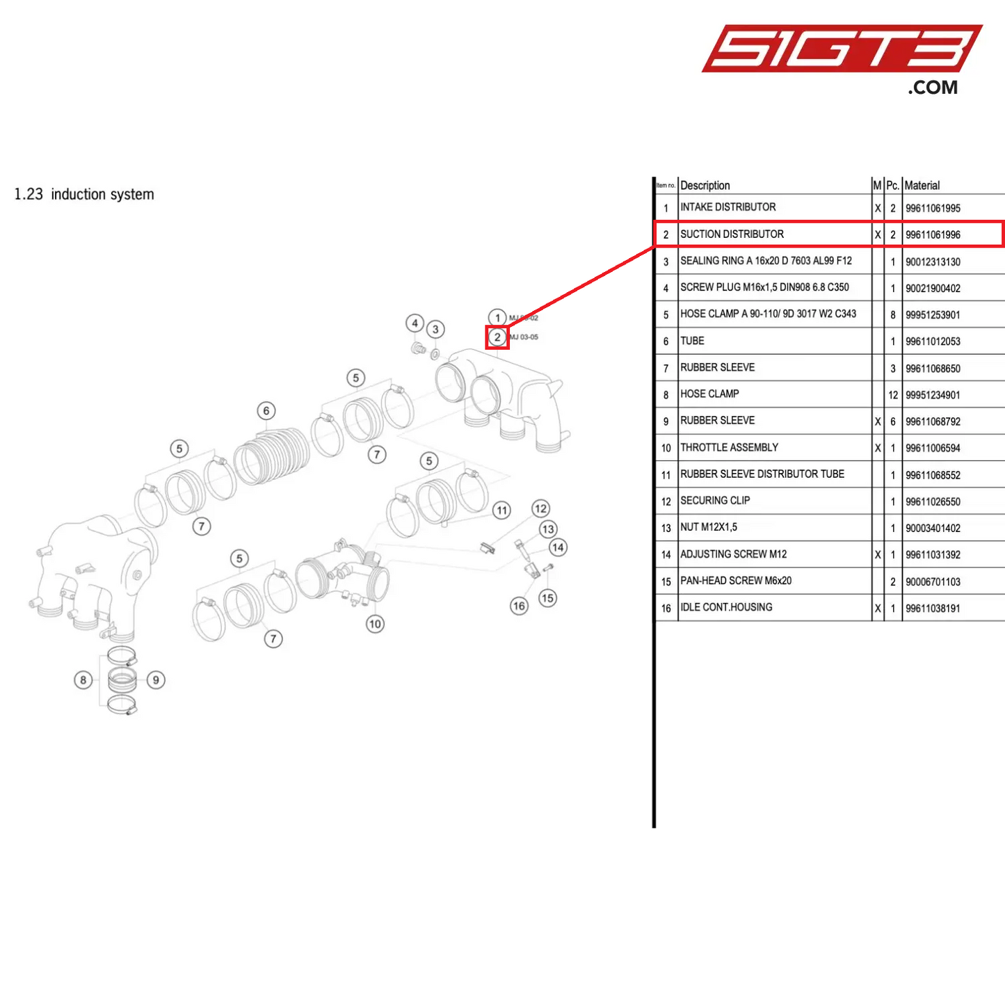 SUCTION DISTRIBUTOR - 99611061996 [PORSCHE 996 GT3 Cup]