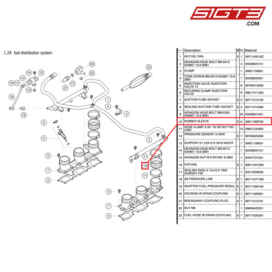 ラバースリーブ - 99611068790 [ポルシェ 997.2 GT3 カップ]