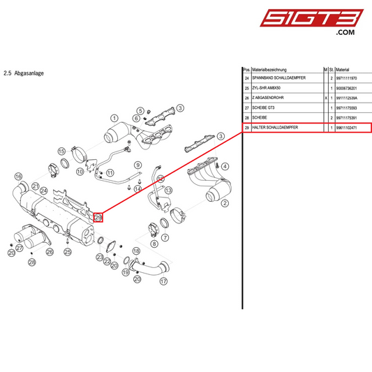 HOLDER MUFFLER - 99611102471 [PORSCHE 991.1 GT3 Cup]