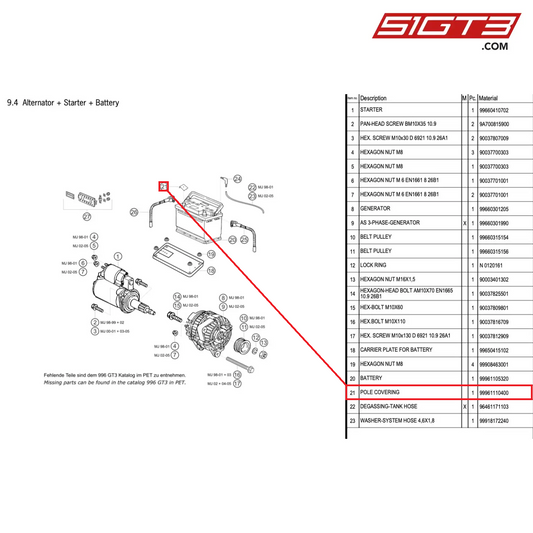 POLE COVERING - 99961110400 [PORSCHE 996 GT3 Cup]