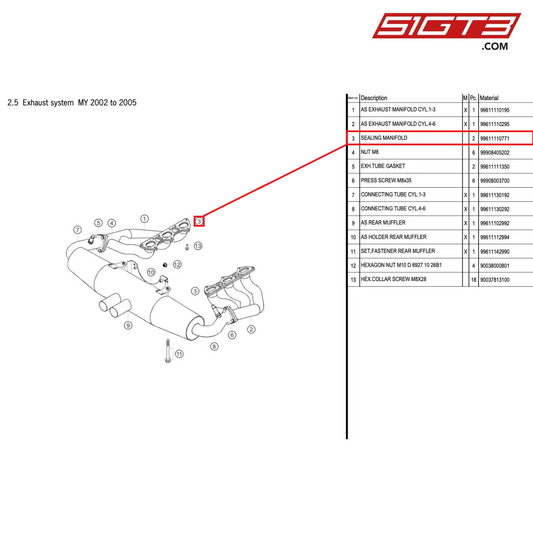 SEALING MANIFOLD - 99611110771 [PORSCHE 996 GT3 Cup]