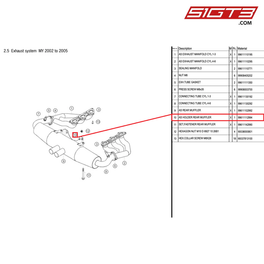 AS HOLDER REAR MUFFLER - 99611112994 [PORSCHE 996 GT3 Cup]