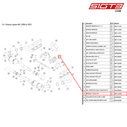 BRACKET F.CATALYST - 99611314393 [PORSCHE 996 GT3 Cup]