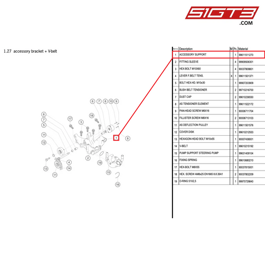 ACCESSORY SUPPORT - 99611511270 [PORSCHE 996 GT3 Cup]