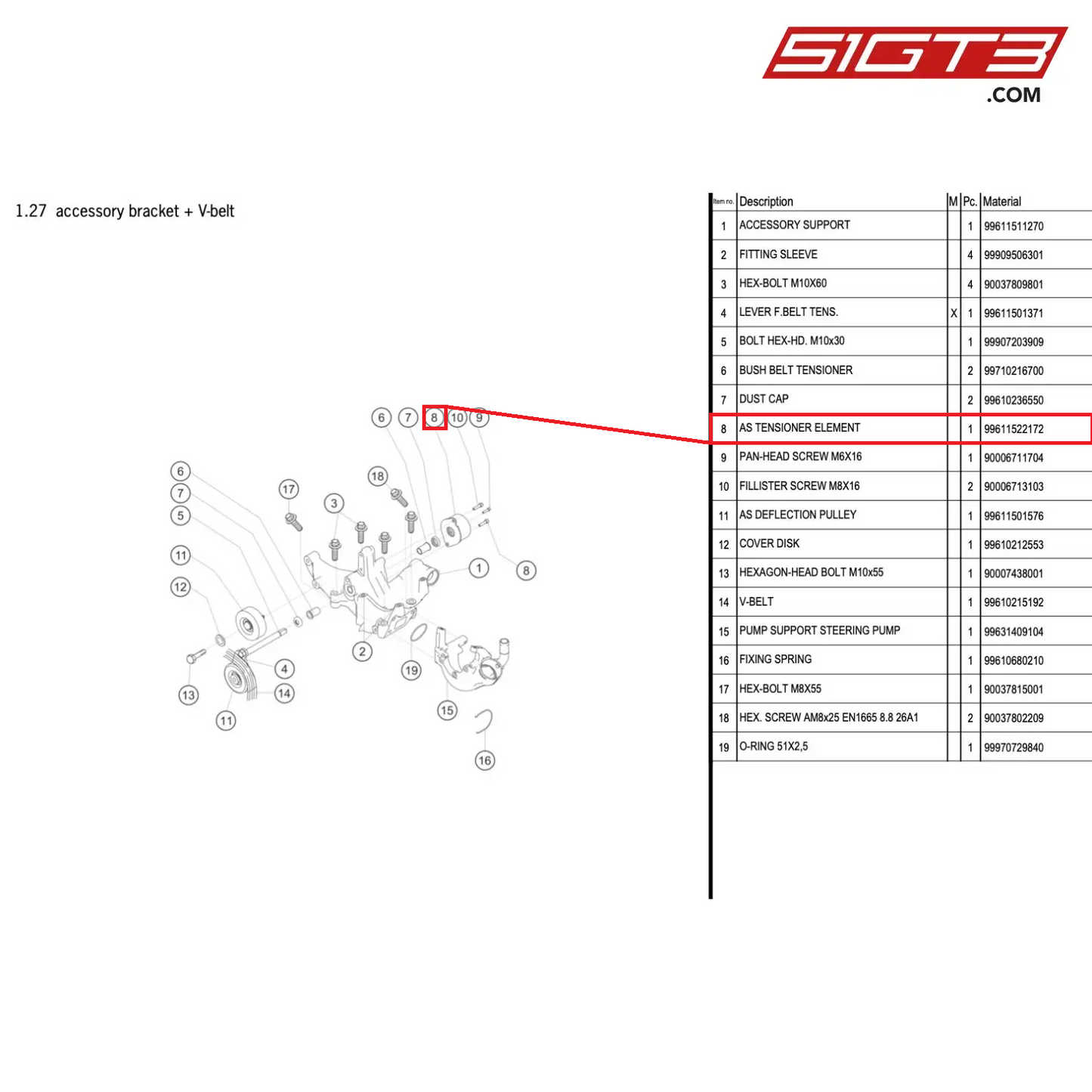 AS TENSIONER ELEMENT - 99611522172 [PORSCHE 996 GT3 Cup]