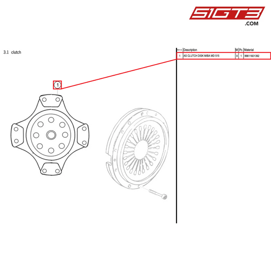 AS CLUTCH DISK MIBA MD 515 - 99611601392 [PORSCHE 964 Cup]