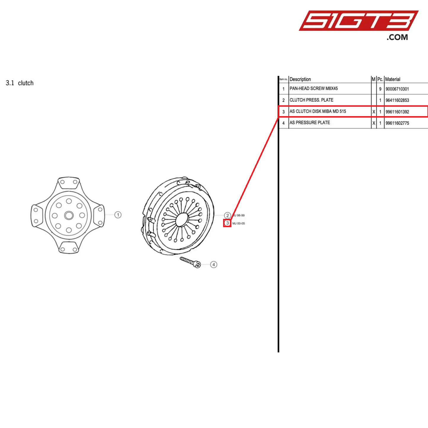 AS CLUTCH DISK MIBA MD 515 - 99611601392 [PORSCHE 996 GT3 Cup]