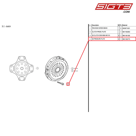 AS PRESSURE PLATE - 99611602775 [PORSCHE 996 GT3 Cup]