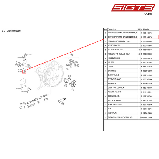 CLUTCH OPERATING CYLINDER 23,8X20,4 - 99611623790 [PORSCHE 996 GT3 Cup]