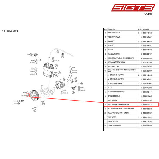 BELT PULLEY STEERING PUMP - 99614722371 [PORSCHE 996 GT3 Cup]