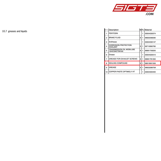 SEALING COMPOUND - 99619991506 [PORSCHE 997.2 GT3 Cup]