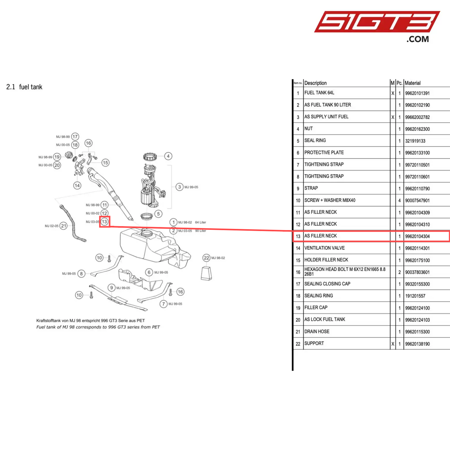 AS FILLER NECK - 99620104304 [PORSCHE 996 GT3 Cup]