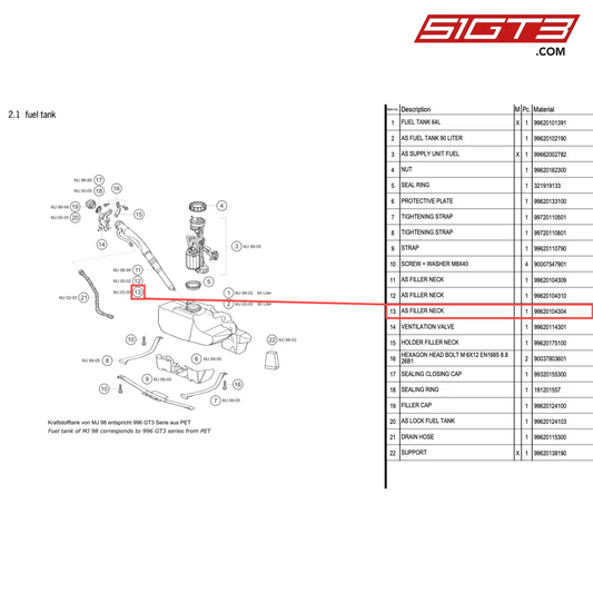 AS FILLER NECK - 99620104304 [PORSCHE 996 GT3 Cup]