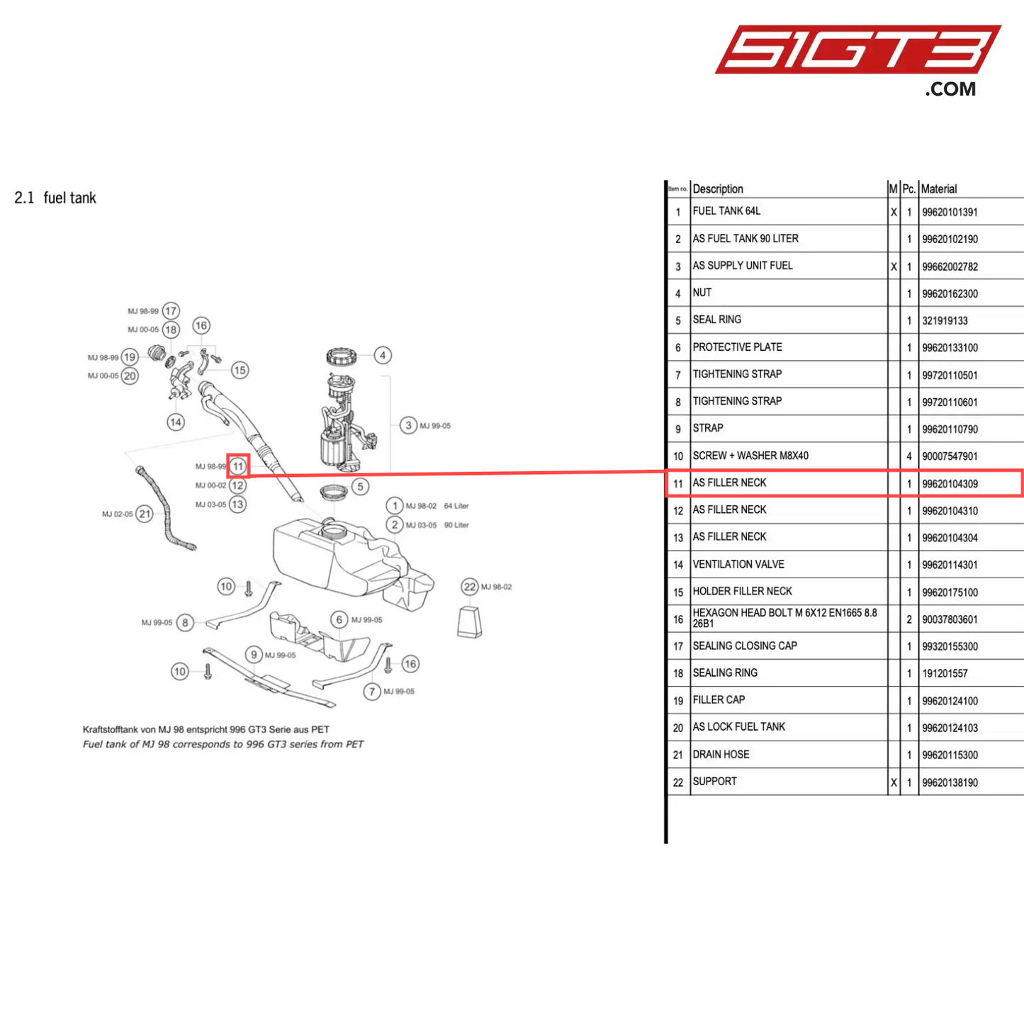 AS FILLER NECK - 99620104309 [PORSCHE 996 GT3 Cup]