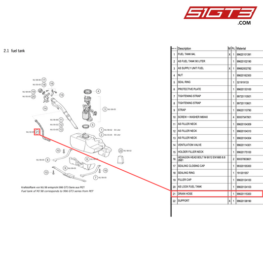 DRAIN HOSE - 99620115300 [PORSCHE 996 GT3 Cup]