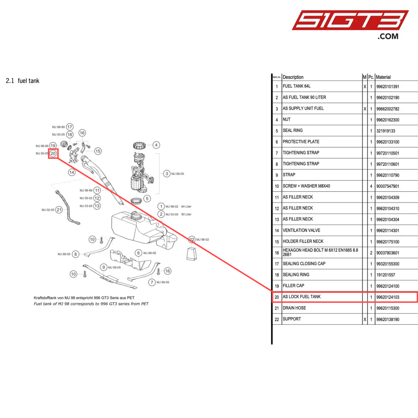 AS LOCK FUEL TANK - 99620124103 [PORSCHE 996 GT3 Cup]