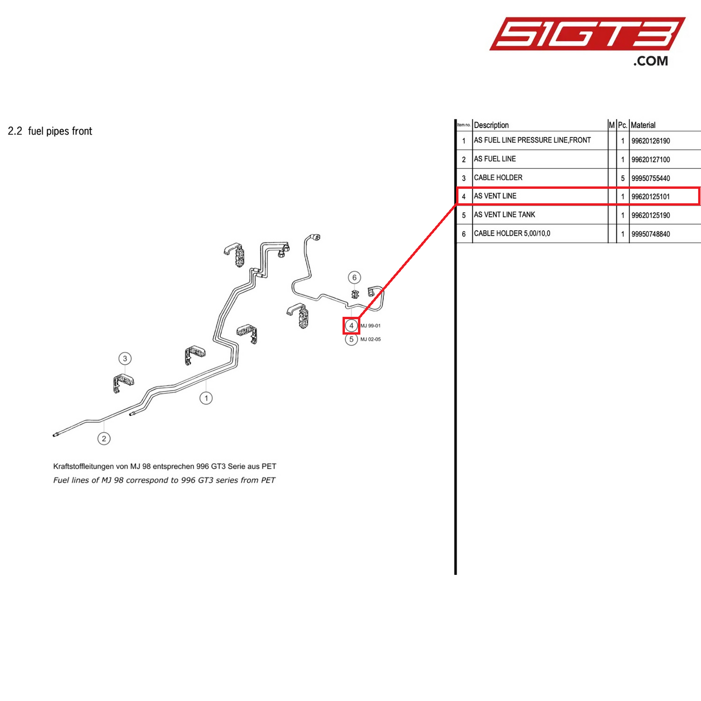 AS VENT LINE - 99620125101 [PORSCHE 996 GT3 Cup]