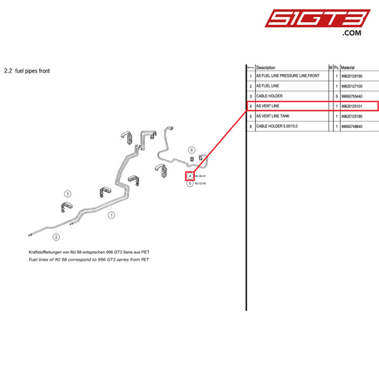 AS VENT LINE - 99620125101 [PORSCHE 996 GT3 Cup]