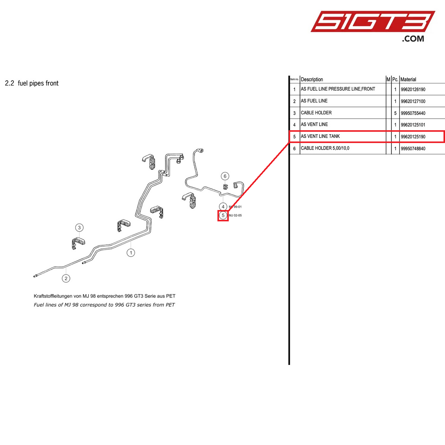 AS VENT LINE TANK - 99620125190 [PORSCHE 996 GT3 Cup]