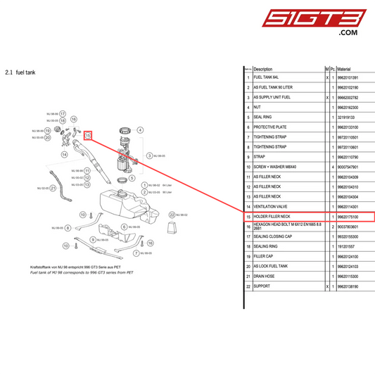 HOLDER FILLER NECK - 99620175100 [PORSCHE 996 GT3 Cup]