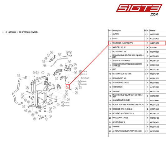 SPACER OIL TANK/FILL.PIPE - 99620715073 [PORSCHE 996 GT3 Cup]