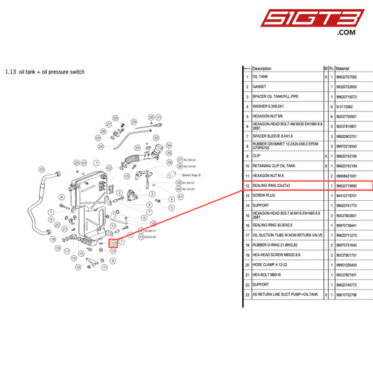 SEALING RING 22x27x3 - 99620719590 [PORSCHE 996 GT3 Cup]