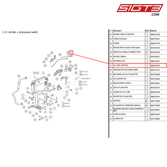 OIL LEVEL DIPSTICK - 99620723194 [PORSCHE 996 GT3 Cup]
