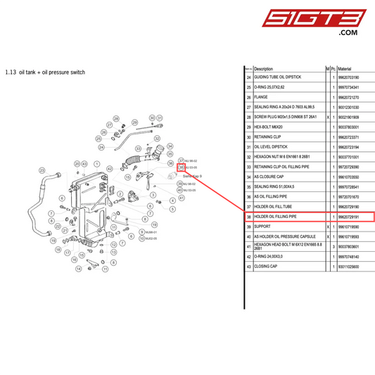 HOLDER OIL FILLING PIPE - 99620729191 [PORSCHE 996 GT3 Cup]