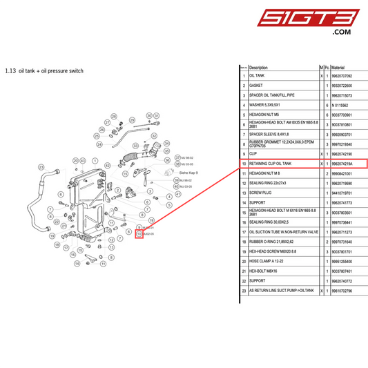 RETAINING CLIP OIL TANK - 9962074219A [PORSCHE 996 GT3 Cup]