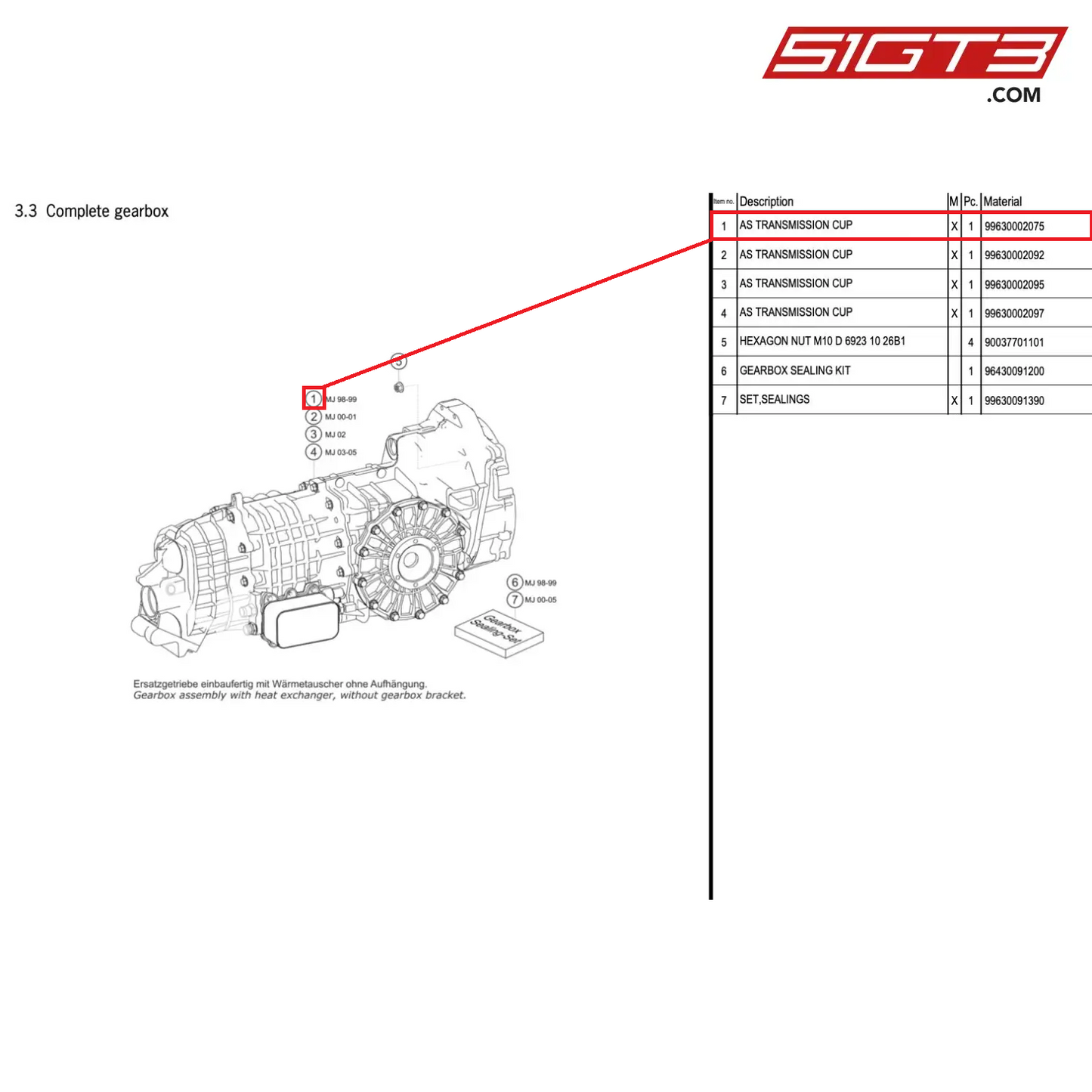 AS TRANSMISSION CUP - 99630002075 [PORSCHE 996 GT3 Cup]