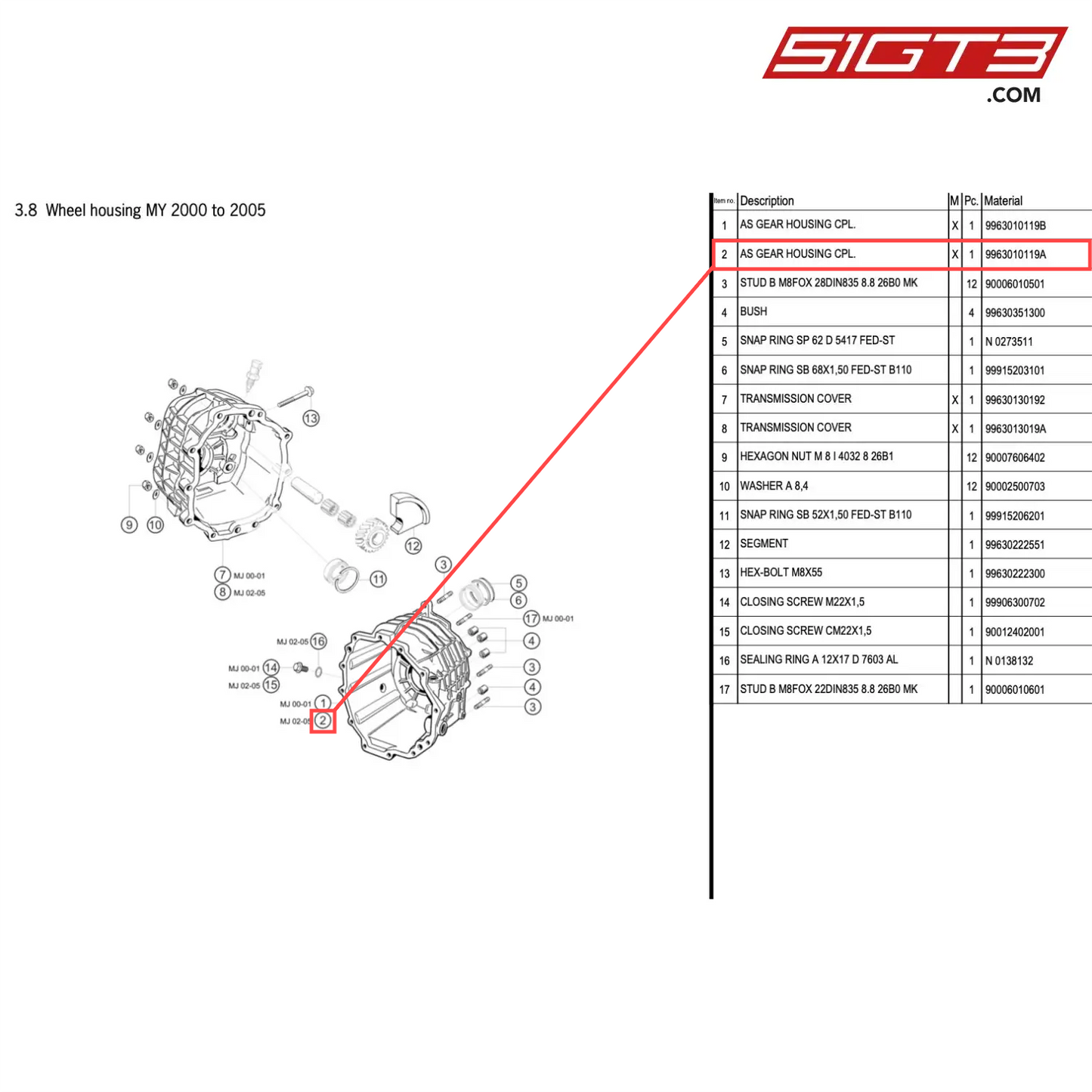 AS GEAR HOUSING CPL. - 9963010119A [PORSCHE 996 GT3 Cup]