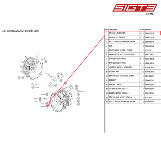 AS GEAR HOUSING CPL. - 9963010119B [PORSCHE 996 GT3 Cup]