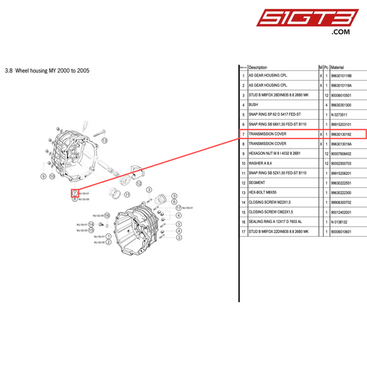 TRANSMISSION COVER - 99630130192 [PORSCHE 996 GT3 Cup]