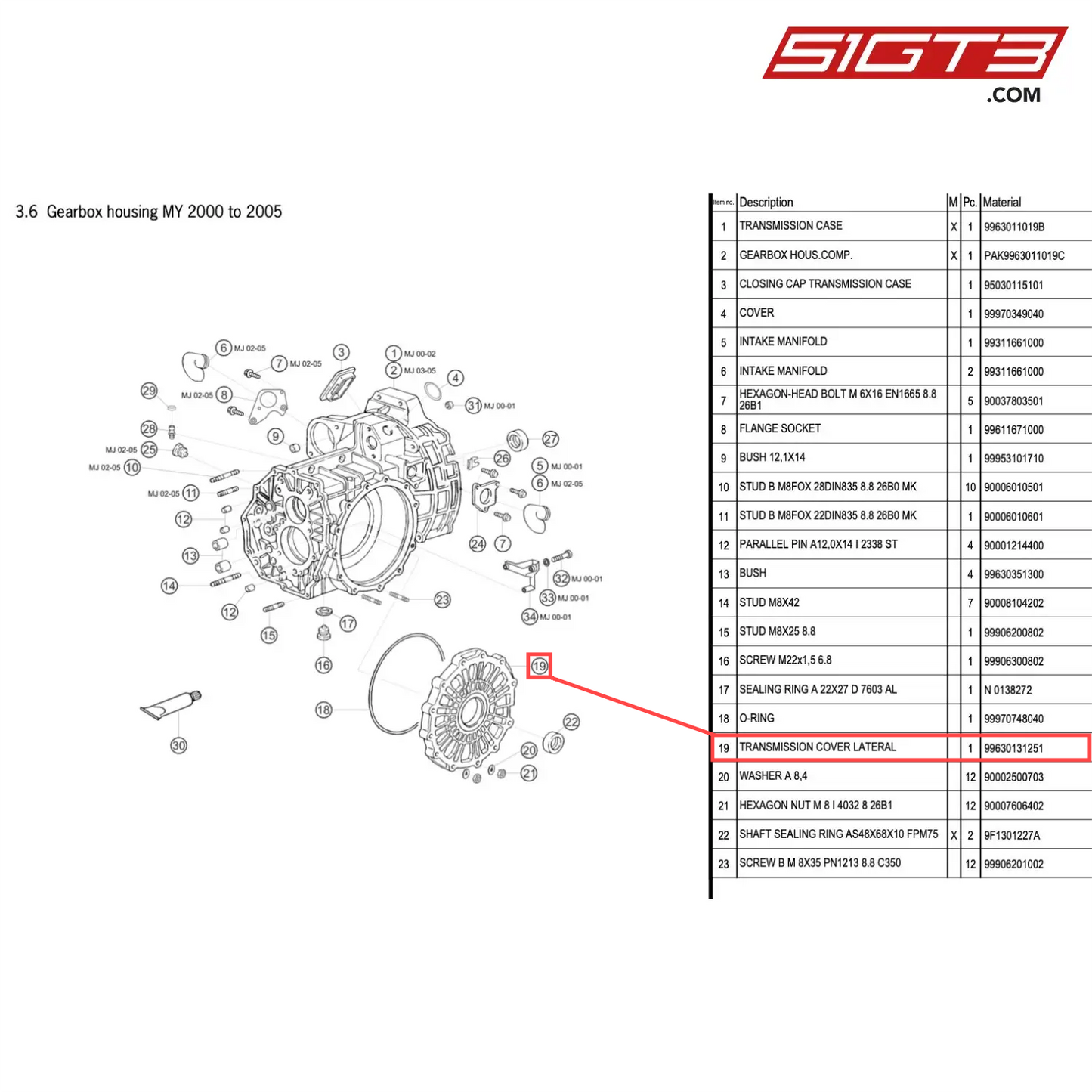 TRANSMISSION COVER LATERAL - 99630131251 [PORSCHE 911 GT3 Cup Type 996]