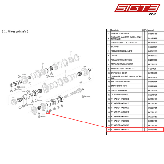 FIT WASHER 40X50X 0,70 - 99630215156 [PORSCHE 996 GT3 Cup]